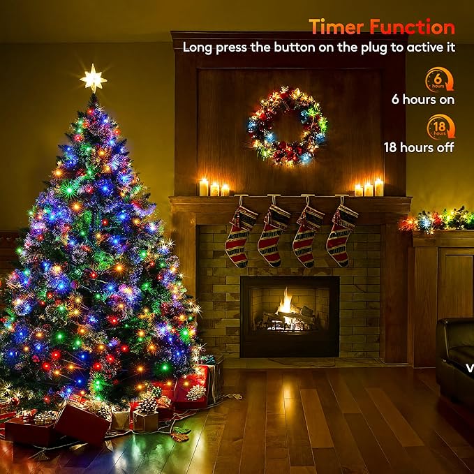 BlcTec Long Christmas Lights Indoor Outdoor, 500 LED 174FT UL Certified Christmas Tree Lights with 8 Lighting Modes, Waterproof, Timer, Memory Function for Trees, Yard, Party, Xmas Decor, Multicolor