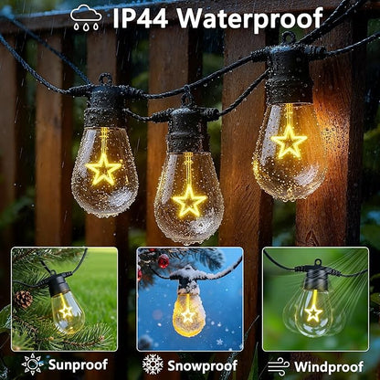 LED Christmas Lights, 50FT Patio Lights with 16Pcs Shatterproof S14 Bulb(1 Spare),4 Lighting Mode, Connectable,Waterproof Warm White Edison Plastic Bulb Hanging Light for Yard Gazebo Porch Décor