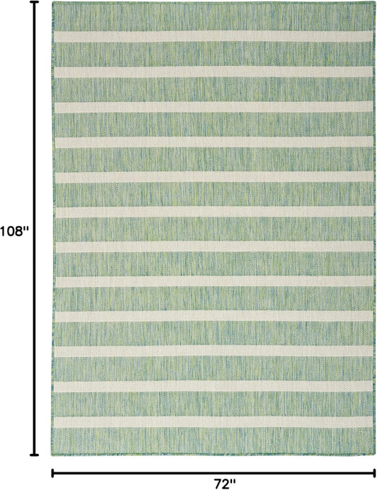 Nourison Home Positano Indoor/Outdoor Blue Green Ivory 6' x 9' Area Rug, Easy Cleaning, Non Shedding, Bed Room, Living Room, Dining Room, Deck, Backyard, Patio (6x9)