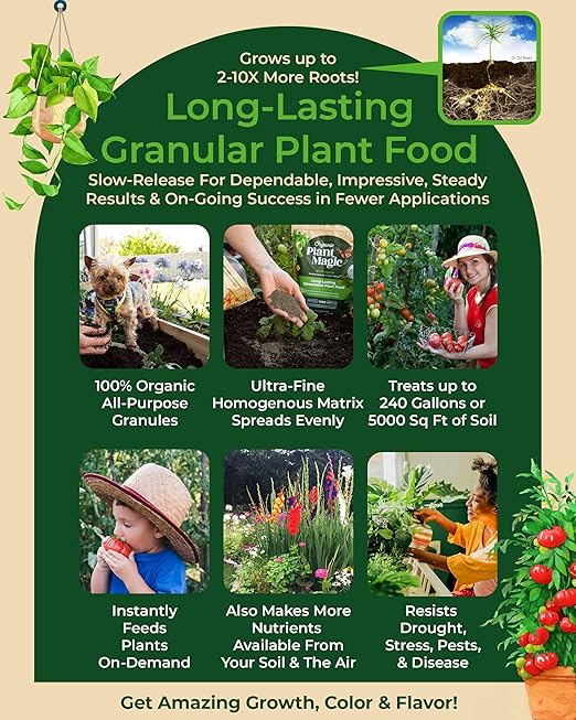 Organic Plant Magic - Truly Organic™ Long-Lasting Spreadable Plant Food: All-Purpose Fertilizer Granules for All Flower Vegetable Herb Fruit Tree Shrub Container Garden & House Plants [One 20 lb Bag]