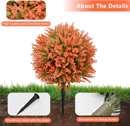 28" Artificial Boxwood Topiary Tree, UV Resistant Fall-Themed Faux Topiary for Outdoors & Indoors, Realistic Topiary Bush for Porch,Front Door, Patio,Thanksgiving & Seasonal Home Decor