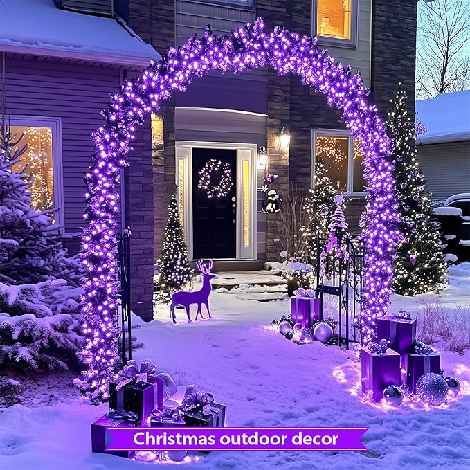 JMEXSUSS 2 Pack Purple Solar Halloween Lights, Total 400 LED 151FT Purple Halloween Lights Outdoor Waterproof, 8 Modes Solar Christmas Light for Outside Patio Yard Tree Decorations