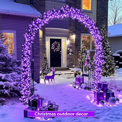 JMEXSUSS 2 Pack Purple Solar Halloween Lights, Total 400 LED 151FT Purple Halloween Lights Outdoor Waterproof, 8 Modes Solar Christmas Light for Outside Patio Yard Tree Decorations