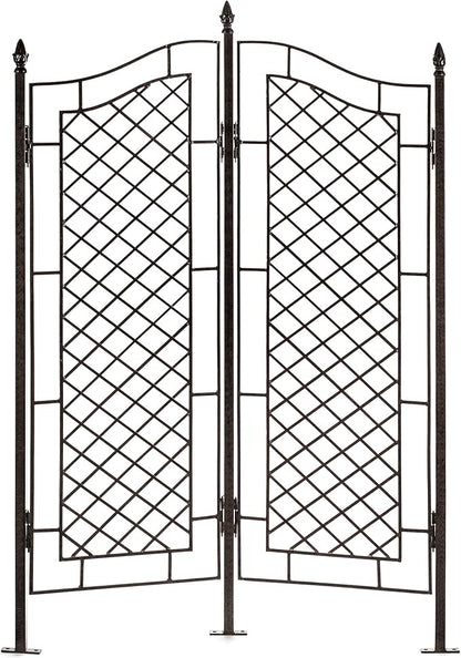 H Potter Large Trellis for Climbing Plants Wrought Iron Metal 2 Panel Ivy Garden Privacy Screen Patio Deck