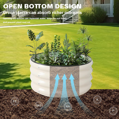 Galvanized Raised Garden Bed Kit Outdoor Metal Garden Planter Box for Backyard Gardening, Planting Vegetables, and Patio (Dia23.6"x11.8")