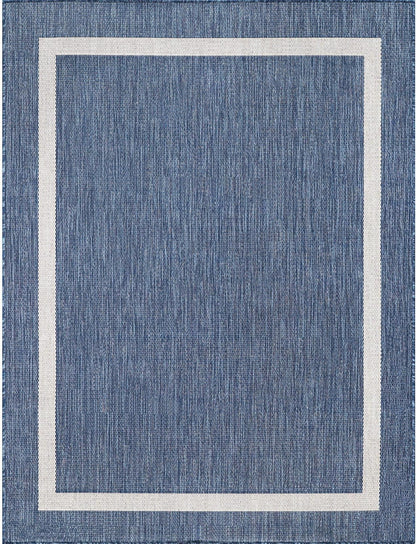 Bordered Outdoor Rug 5x7 Washable Outside Carpet for Indoor Patio Porch Waterproof Easy Cleaning Non Shedding Area Rugs Blue 5 x 7