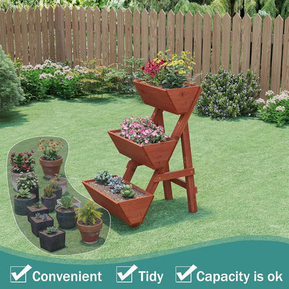 Raised Garden Bed, 3 Tier Small Vertical Garden Planter for Indoor & Outdoor, Raised Planter Box with Legs, Garden Planter Box for Flowers/Vegetables/Plants