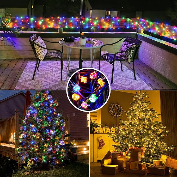 BlcTec Super Long Christmas Lights 500 LED 174FT, UL Certified Color Changing Christmas Tree Lights with Remote, 11 Modes, Timer, Waterproof String Light for Xmas Party Décor, Warm White & Multicolor