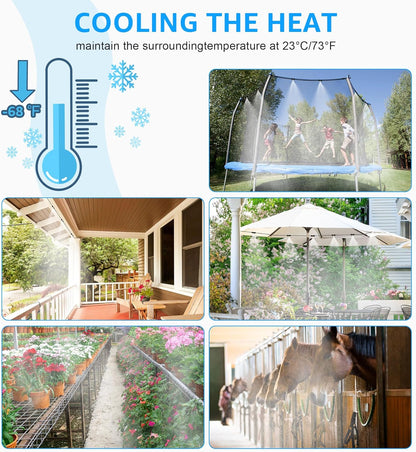 MIXC Misters for Outside Patio, 75FT (23M) Misting Line+23 Mist Nozzles+3/4" Brass Adapter, Outdoor Misting Cooling System for Patio Backyard Garden Greenhouse Horse Corral