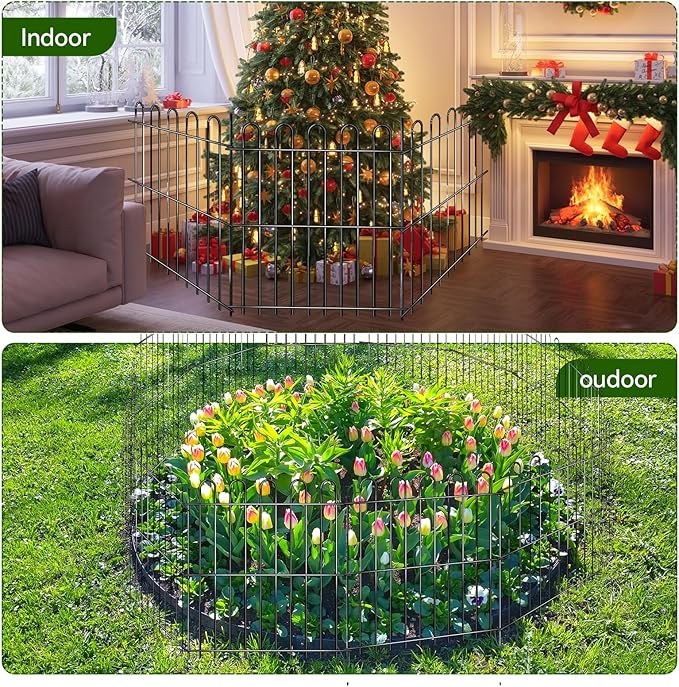 25 Panels Decorative Garden Fence, 50ft X 32in Rustproof Metal Animal Barrier Fence, No Dig Fence Garden Fence, Arched Flower Bed Edging Ornamental Wire Border Fencing for Outdoor Yard, Patio Decor