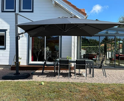 PURPLE LEAF 12 FT Square Patio Umbrella Large Outdoor Aluminum Offset Umbrella with 360-degree Rotation Cantilever Umbrella for Garden Deck Backyard Pool, Grey