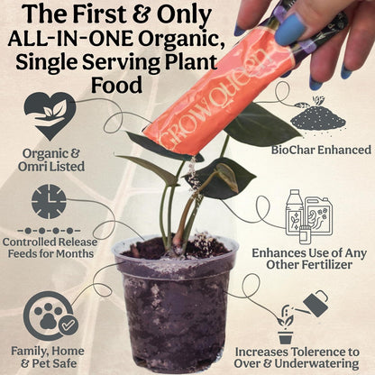 All-in-One Complete Organic Plant Food, Indoor Plant Food for Houseplants, Organic Fertilizer for Vegetable Gardens, 7 Formulated Single Servings Feeds 14 gal Fast and Slow Release