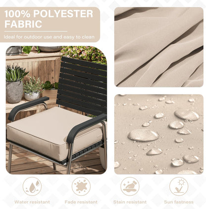 Patio Chair Cushions 24 X 24 X 5 Inch Waterproof Outdoor Seat Cushions for Patio Furniture, Outdoor Sofa Couch Pads with Ties & Handle, Set of 2, Sand