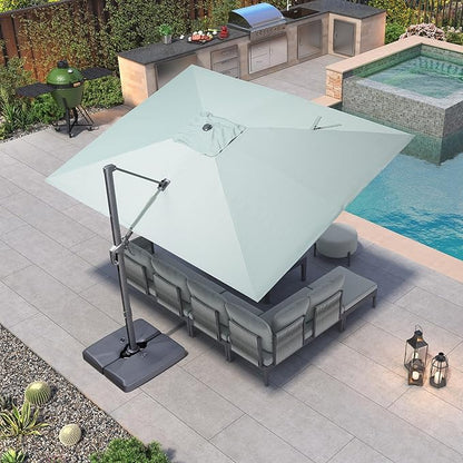 PURPLE LEAF 9' X 11.5' Rectangle Patio Umbrella Outdoor Large Aluminum Cantilever Umbrella with 3-Year Fade Resistance Recycled Fabric and 360-degree Rotation for Deck Pool Garden, Mint Green