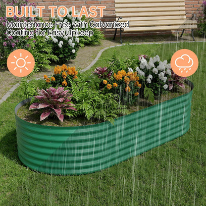 8x4x1.5ft Galvanized Raised Garden Bed Outdoor, 18" Tall Metal Planter Box for Flowers Herbs Vegetables, Rust-Resistant Raised Garden Beds for Gardening, Easy Assembly Outdoor Garden Box & Planters