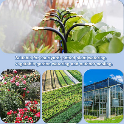 49.21Ft Drip Irrigation Kit Automatic Drip Irrigation System, 360° Bendable Garden Irrigation System, Garden Watering System Adjustable Bendable Nozzle Copper Sprayer System for Garden Yard