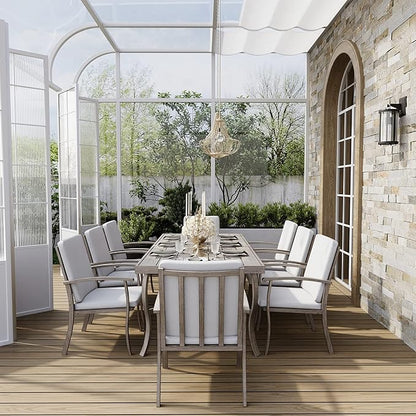 HAPPATIO Aluminum 9 Piece Patio Dining Set - Aluminum Outdoor Dining Set for 8, Patio Dining Table and Chairs Set, Patio Furniture with Table and Chairs (Gray)