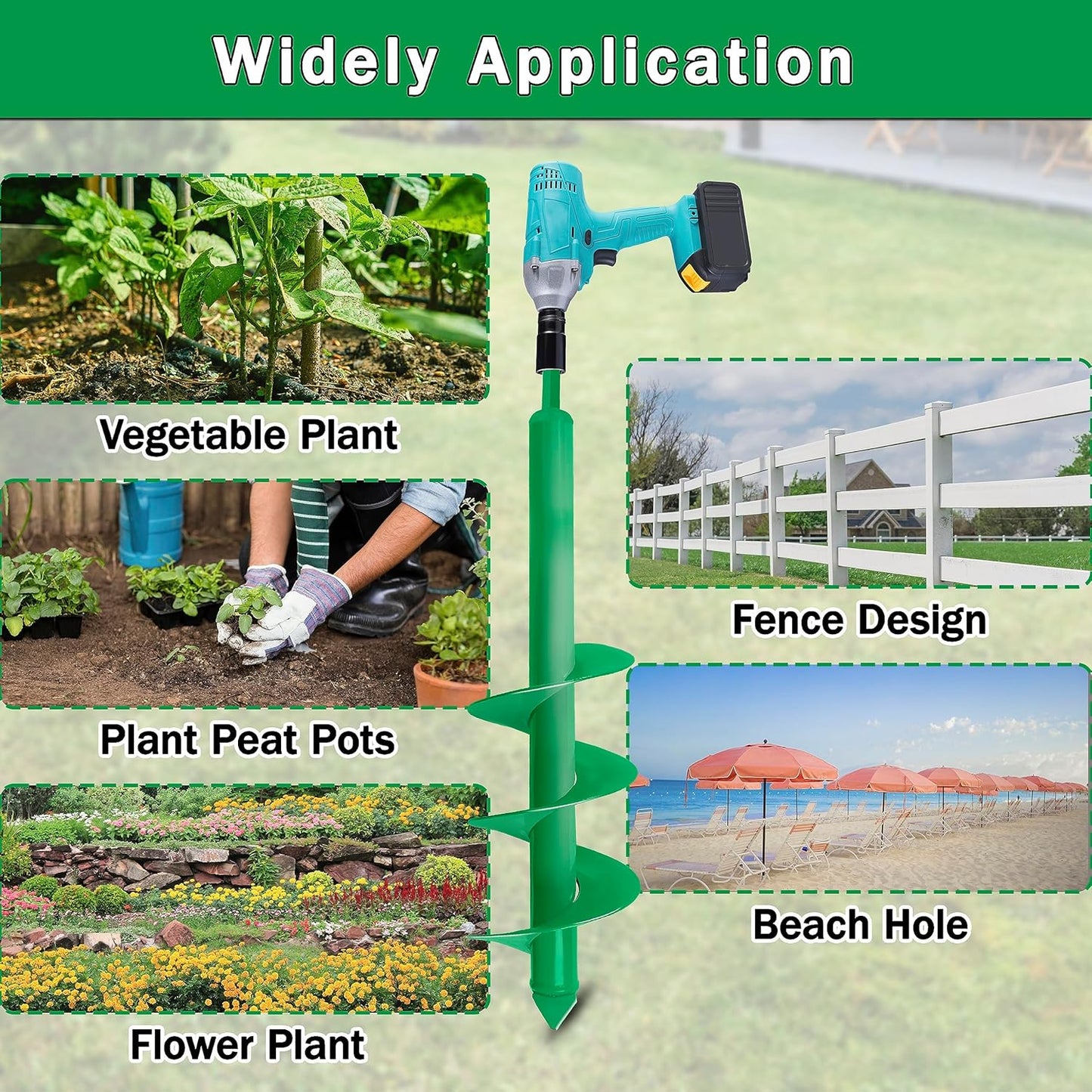 Auger Drill Bit for Planting, 4x25Inch Garden Earth Auger, Spiral Drill Hole Rapid Planter Seedling & Bedding Plant,Ground Planting Drill Bit Auger Post Hole Digger for 3/8''Hex Drive Drill