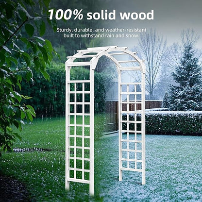 Solid Fir Wooden Garden Arch Premium Outdoor Trellis for Climbing Plants, 84.5”H×49.37”W×23.5’’D, Also can be Used for Wedding and Party Decoration