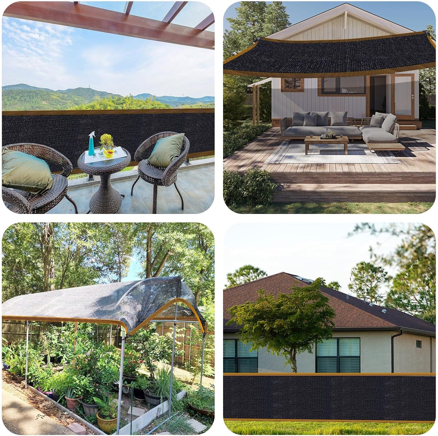 QLOFEI Shade Cloth for Garden, 60-70% Sun Screens for Patio Pergola Outdoor, Easy to Hang Mesh Tarp Shade Cloth with Grommets, Shade Neting Cover for Kennel Chicken Coop Plant Shade Sail, 4x6 FT