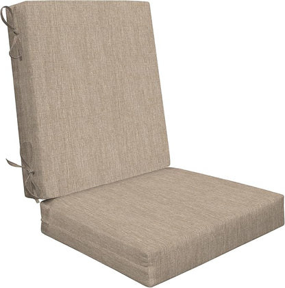 Honeycomb Outdoor Highback, 21" W x 42" L, Textured Solid Birch Tan Chair Cushion