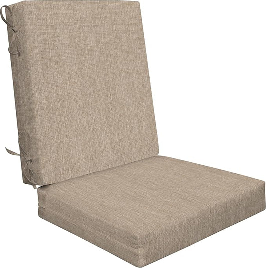 Honeycomb Outdoor Highback, 21" W x 42" L, Textured Solid Birch Tan Chair Cushion