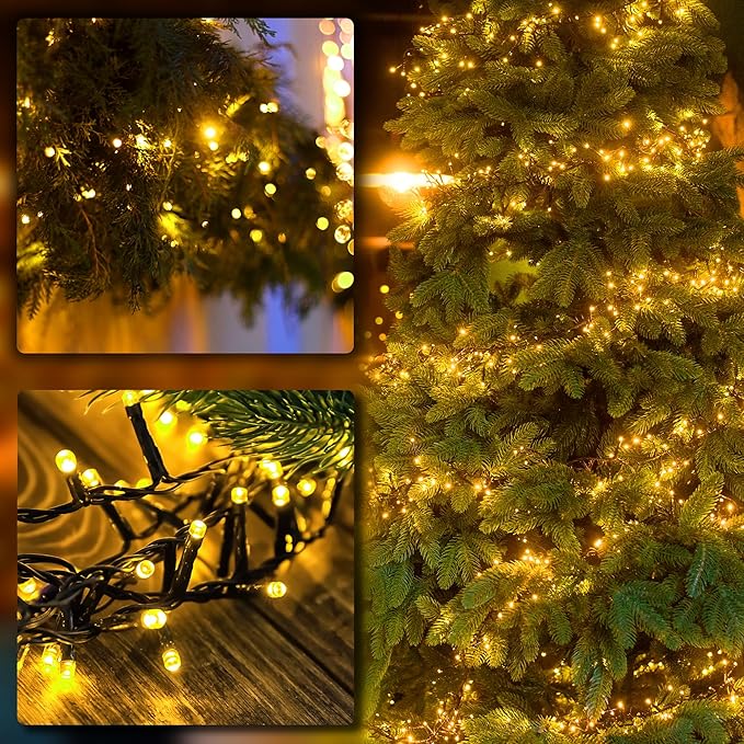 2 Pack 200LED Solar Christmas Lights Outdoor, 72FT Solar String Lights with 8 Lighting Modes, IP65 Waterproof Solar Lights Outdoor for Xmas Garden Party Tree Decor, Warm White