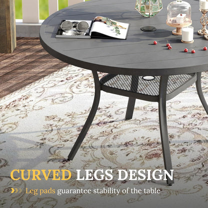 VICLLAX Patio Dining Set for 6, Outdoor Furniture Set Includes 47.2" Round Patio Table and 6 Patio Sling Chairs, Grey Tabletop and Grey Fabric