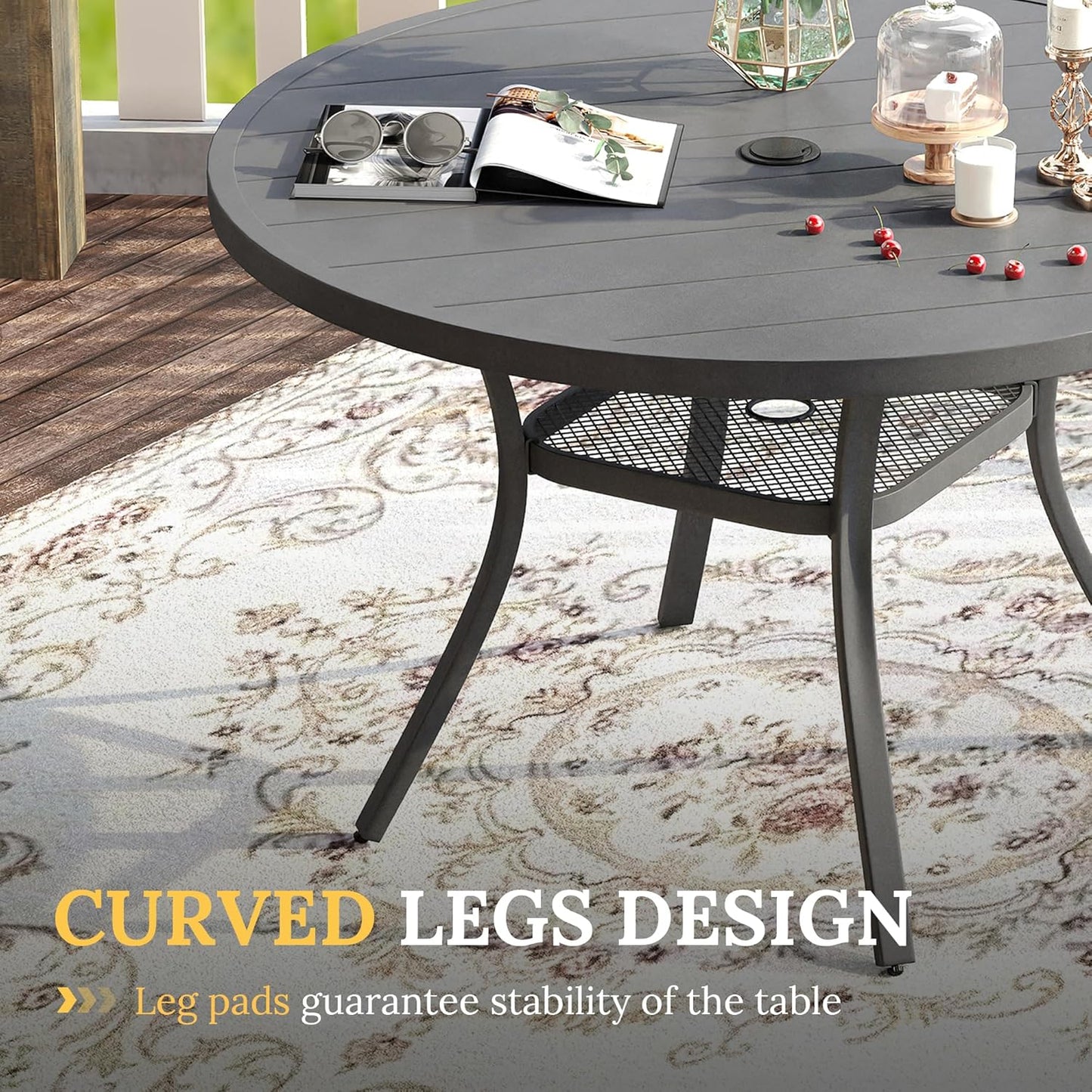 VICLLAX 5 Pieces Patio Dining Set for 4, Outdoor Furniture Set Includes 40.7" Round Patio Table and 4 Patio Stackable Chairs, Grey Tabletop and Grey Fabric