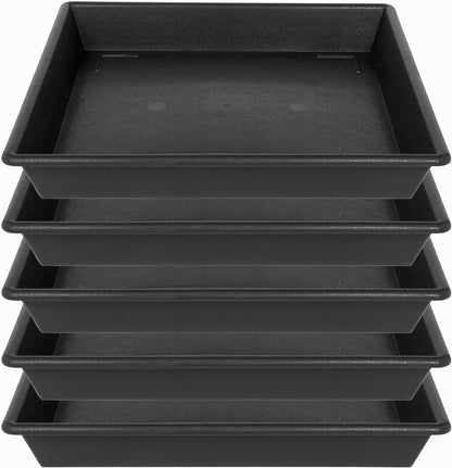 Square Plant Saucer 5 Pack 8 10 12 14 16 18 20 Inch, Flower Pot No Holes Plant Drip Trays, Plant Trays for Pots Heavy Duty Plastic Plant Saucers for Indoors Outdoors