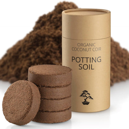 Coconut Coir Potting Soil for Indoor Plants - Expands to 3.5 Quart (7.5 lb) | Bonsai Soil Discs Perfect for General Houseplants, Herbs, and Bonsai Trees - Expands with Water