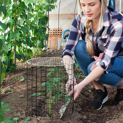Adnee 8 Pack Wire Plant Protector with Cover-12" x 11" Detachable Plant Protector Metal Plant Cages-Garden Plant Cages for Flower Vegetable to Keep Animals Out
