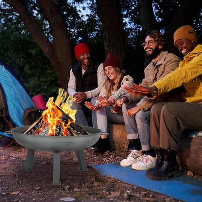 Sunnydaze 30-Inch Cast Iron Heavy-Duty Fire Pit for Outside - Wood-Burning Outdoor Fire Pit Bowl with Handles - Steel Finish