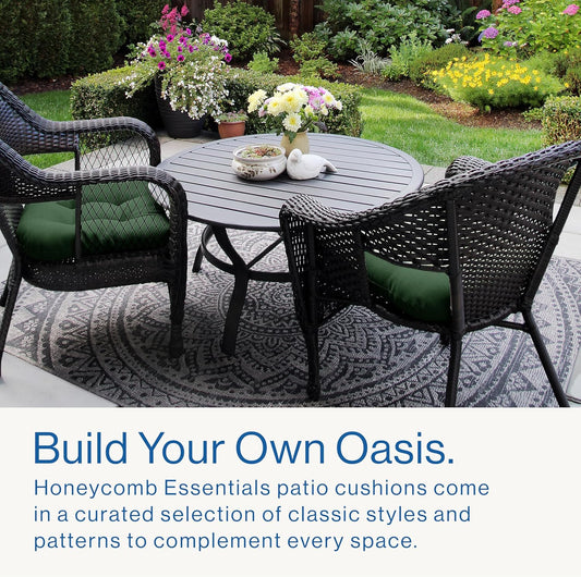 Honeycomb Outdoor Essentials Set of 2 Tufted Seat Pads, 19 x 18, Hampton Texture Navy Dining Chair Cushions for Patio Furniture