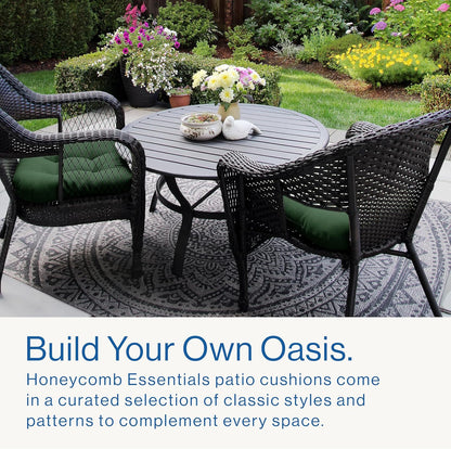 Honeycomb Outdoor Essentials Set of 2 Tufted Seat Pads, 19 x 18, Hampton Texture Hunter Dining Chair Cushions for Patio Furniture