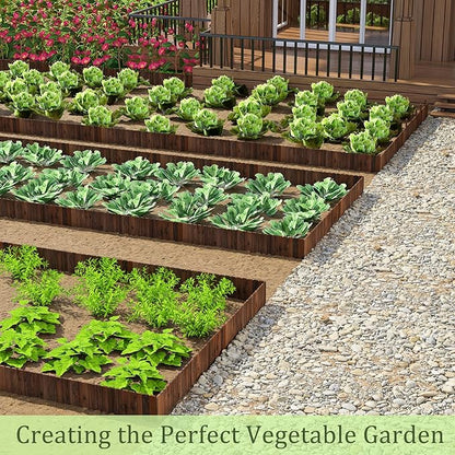 3PACK Wood Garden Edging Border Wooden Garden Fence No Dig Landscape Edging Decorative Flower Bed Border Courtyards Planting Tree Fence Patio Path Edging -7.87" H x 48" L (12FT Total Length)