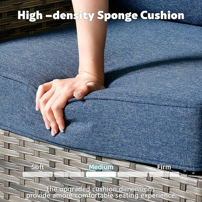 2 Pack Wicker Patio Furniture Chairs,Outdoor Rattan Chairs with Armrest Support 250 lb,Blue