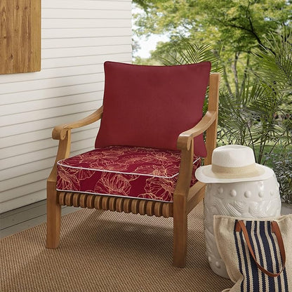 Porch Shield Outdoor Cushion Slipcovers Patio Chair Seat Cushion Covers Set 4 Waterproof Fade Resistant 24 x 24 x 4 inch,Summer Blooming