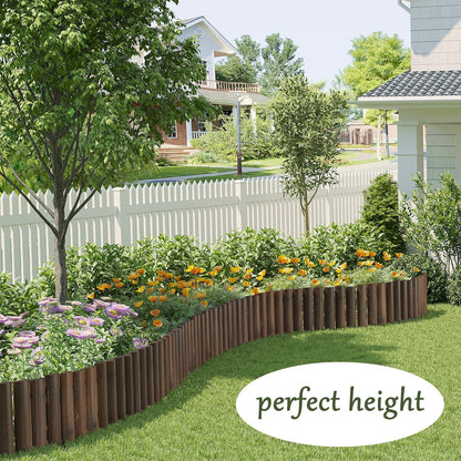 Wood Garden Edging Border Garden Fence Decorative Landscape Border Edging Planting Tree Fence Yard Patio Path Edging Landscape Edging Flower Bed Fences-11.8" H x 47.2" L (3PACK 12FT Total Length)
