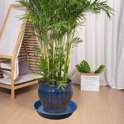 3 Pack of 20 22 inch Plant Saucer (19.2 Inch Base), 3.6" Depth Tray, Large Deep Garden Plastic Flower Planter Plant Trays for Indoors Outdoor Bath Bath (22", Blue)