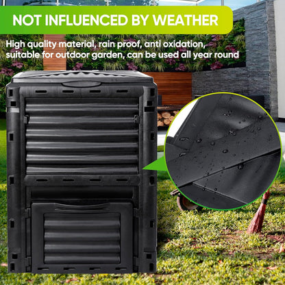 F2C Garden Compost Bin from BPA Free Material -80 Gallon(300 L) Large Compost Bin Aerating Outdoor Compost Box Easy Assembling, Lightweight, Fast Creation of Fertile Soil, Black