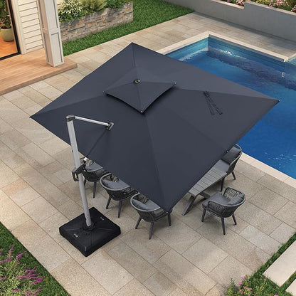 PURPLE LEAF 9' X 12' Patio Umbrella Outdoor Rectangle Umbrella Large Cantilever Umbrella Windproof Offset Heavy Duty Sun for Garden Deck Pool Patio, Grey
