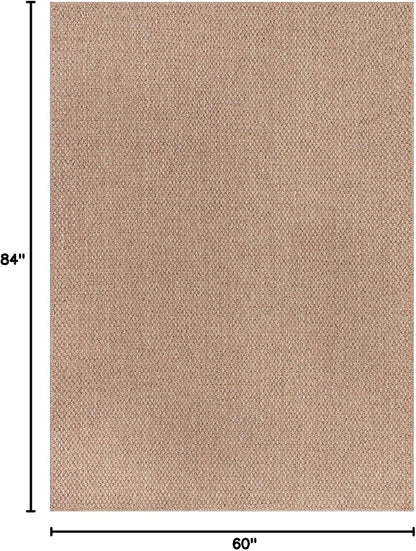 CAMILSON Easy Jute Rug 5x7, Indoor Outdoor Natural Color Farmhouse Area Rugs for Living Room Patio and Kitchen Rug, Solid Boho Woven Design, Easy-Cleaning, Washable Outside Carpet Alfombras (5 x 7)