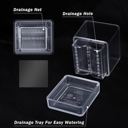 4 Inch Herb Planter Pot, Plastic Planter with Drainage Holes and Saucer, Modern Decorative Gardening Pot for Indoor Plants, Flowers, Herbs, Succulents, Clear, Set of 3, 76-Y-D-3