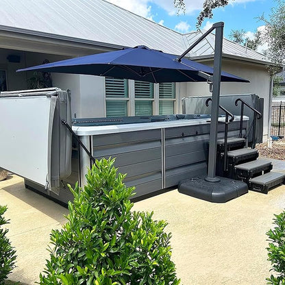 PURPLE LEAF 11 FT Cantilever Umbrella with Base Large Aluminum Outdoor Square Offset Patio Umbrella with 360° Rotation for Garden Pool Deck Backyard Navy Blue