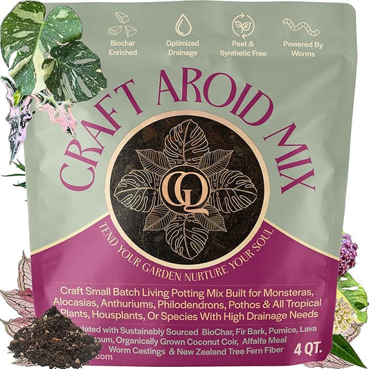 Craft Aroid Potting Mix- Elite Organic Alocasia, Philodendron, Monstera Soil Mix, Chunky, Well Draining Potting Soil for Indoor Plants, All Tropical Plants & Houseplants, Sustainable & Peat Free 4QT