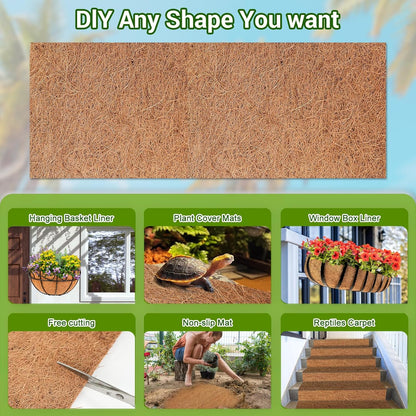 Coconut Liners for Planters 24x120 Inch, Natural Coco Liners for Planter Flower Basket, Thick Coco Fiber Mat for Garden Decoration, Hanging Basket, Animal pet pad