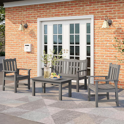 Stoog All-Weather Outdoor & Garden Chair, Patio Dining Chairs with 400 lbs Weight Capacity, Curveback Patio Chair for Backyard, Porch, Pool and Deck, Grey