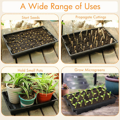 Gardzen 10 Pack Seed Trays, Reusable Plant Grow Trays, Ideal for Seed Starting, Microgreens, Indoor Gardening, and Greenhouse Plant Nurseries - No Drain Holes, 14.5"x9"