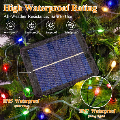 Solar String Lights 240LED 79FT, IP67 Waterproof String Lights for Outside with 8 Lighting Modes, Upgraded Solar Panel Fairy Lights for Garden Party Wedding Decorations (Multicolor)
